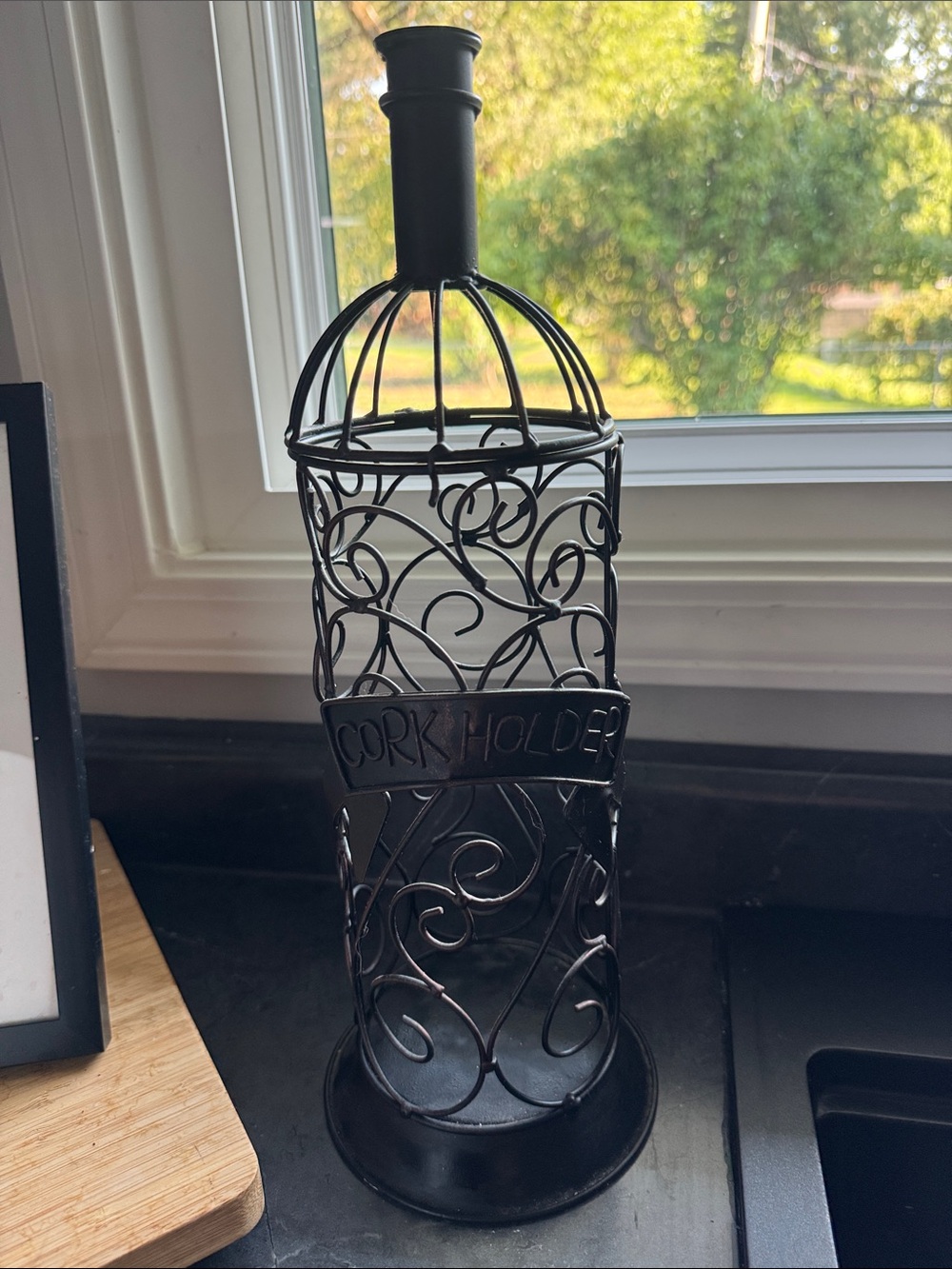 Decorative dark Bronze Metal Cork Holder - Wine Bottle Stand